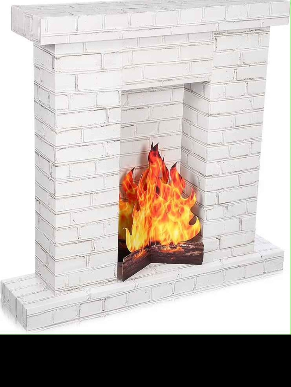 White Faux Brick Electric Fireplace Accent with Realistic Flame